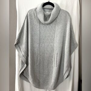 Cabi Gray Cowl Neck Cable Knit #3003 Glacier Poncho Sweater Size Medium